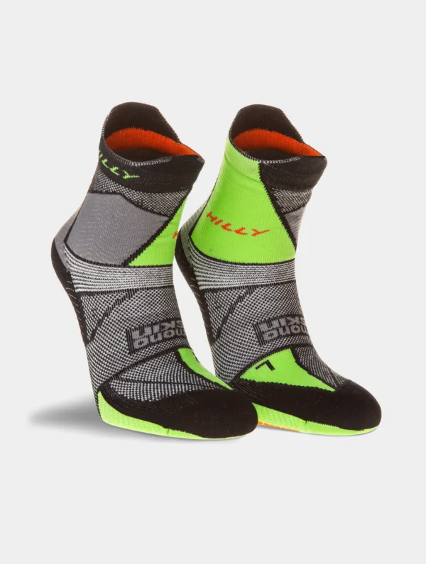 Hilly Ultra Marathon Fresh Anklet Black/Grey/Lime Green