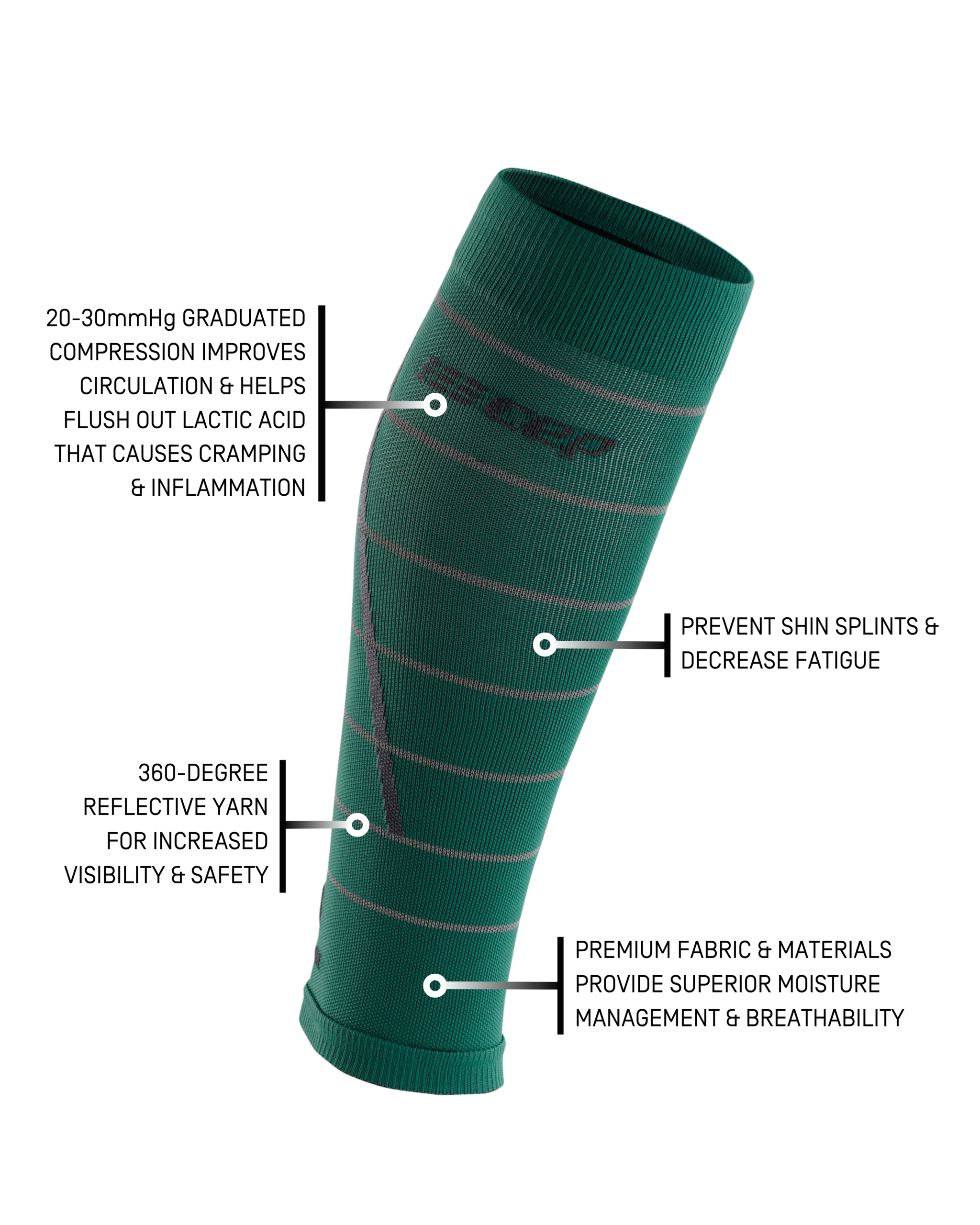 Cep Reflective Calf Sleeves Men Green