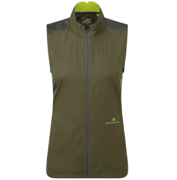 Ronhill Women's Tech Hyperchill Gilet Khaki/Citrus