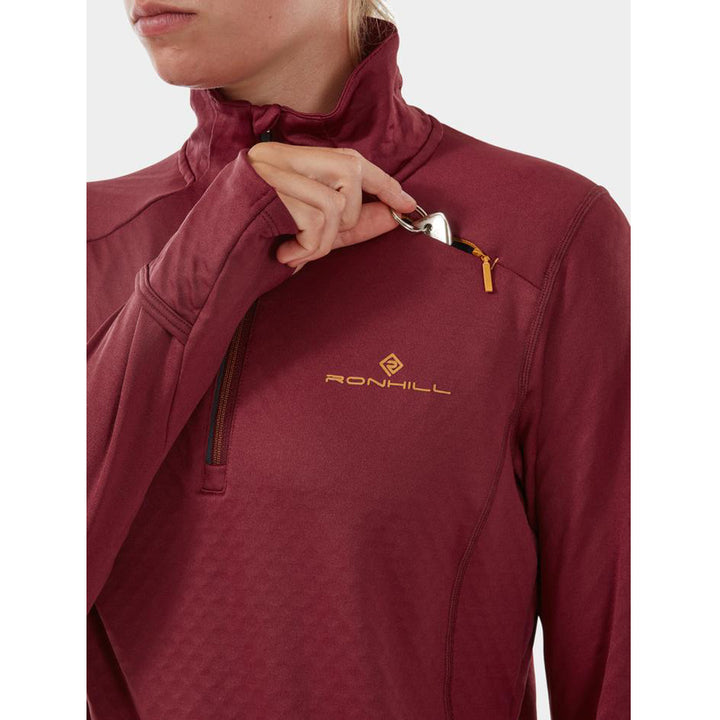 Ronhill Women's Tech Prism 1/2 Zip Tee Cabernet/Dune