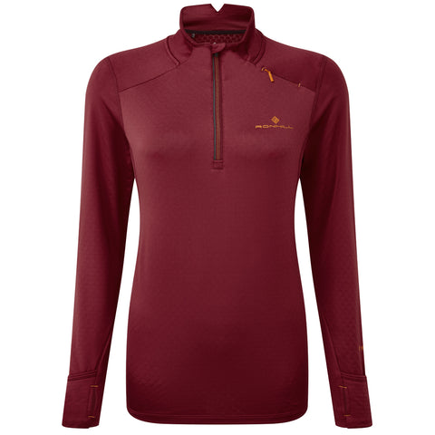 Ronhill Women's Tech Prism 1/2 Zip Tee Cabernet/Dune