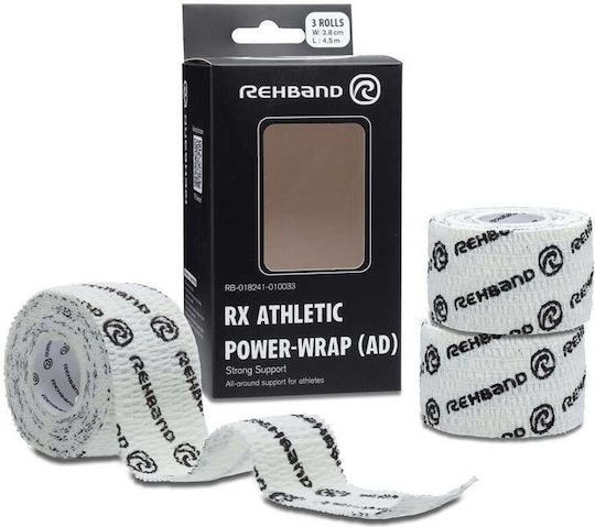 Λευκή ταινία επίδεσης RX Athletic Power-Wrap Hookgrip Tape White 3 ρολά (38mm x 4,5m το καθένα)