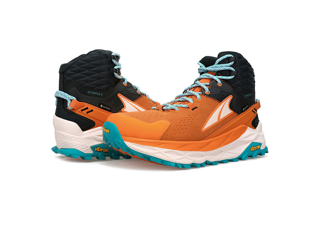 Women's Waterproofs Ankle Boots - W OLYMPUS 5 HIKE MID GTX GREY ORANGE
