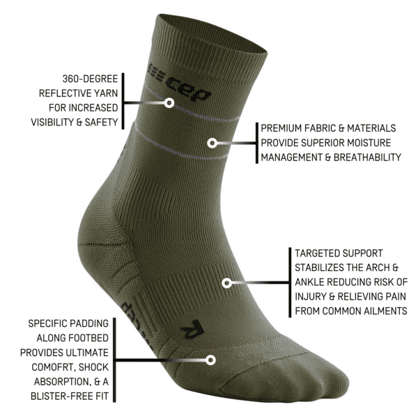 Ανδρικές Κάλτσες CEP reflective mid cut socks, dark green - Image 5