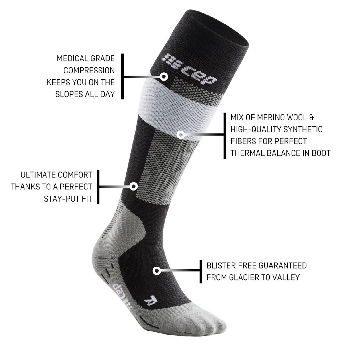 Cep Κάλτσες Σκι Merino Socks V2 Γκρι