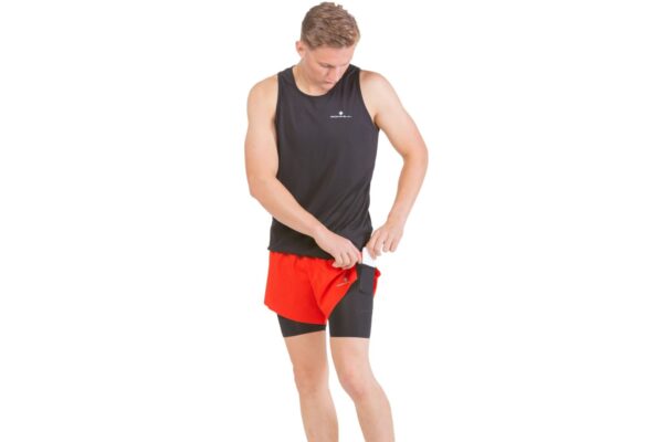 Ronhill Ανδρικό Σορτσάκι Men's Tech Distance Twin Short Flame/Black - Image 7