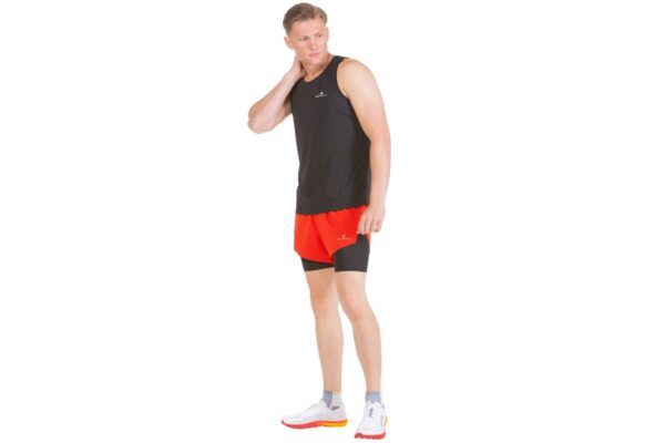 Ronhill Ανδρικό Σορτσάκι Men's Tech Distance Twin Short Flame/Black - Image 4