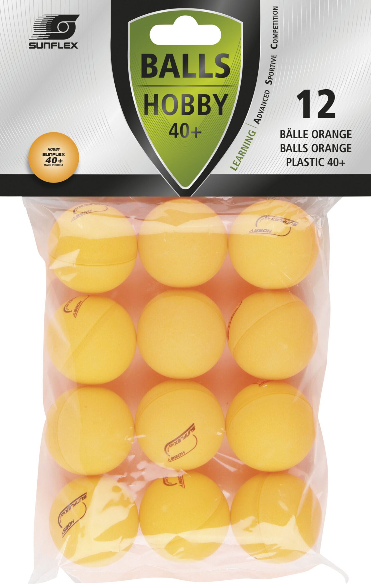 SUNFLEX Μπαλάκια Ping Pong Sunflex Hobby PVC 12 Τεμάχια Πορτοκαλί 97261