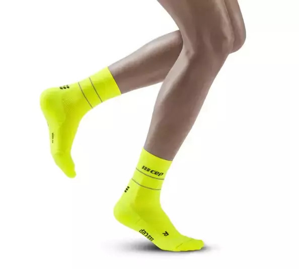 CEP reflective mid cut Socks, neon yellow, Women's