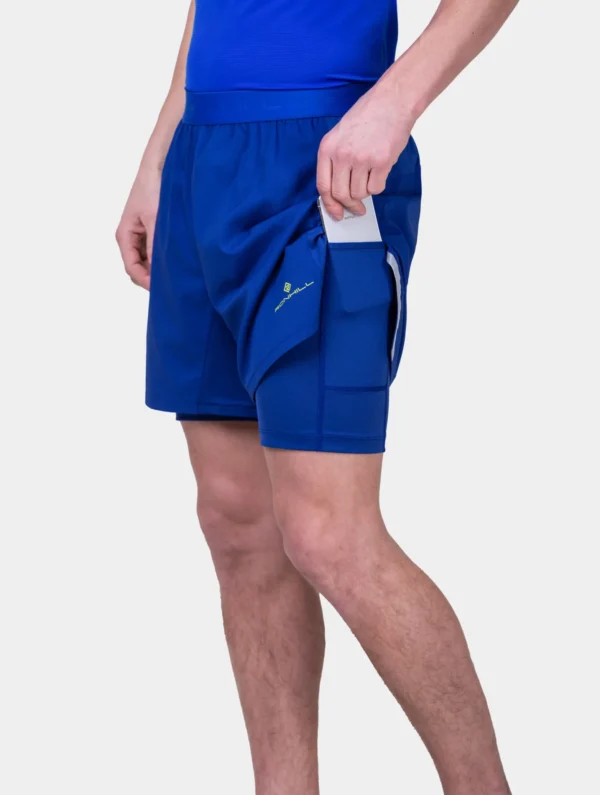 Ronhill Men's Tech 5" Twin Short Ocean/Citrus - Image 5