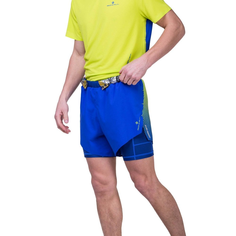 Ronhill Men's Tech Race Twin Short Azurite/Citrus Fade