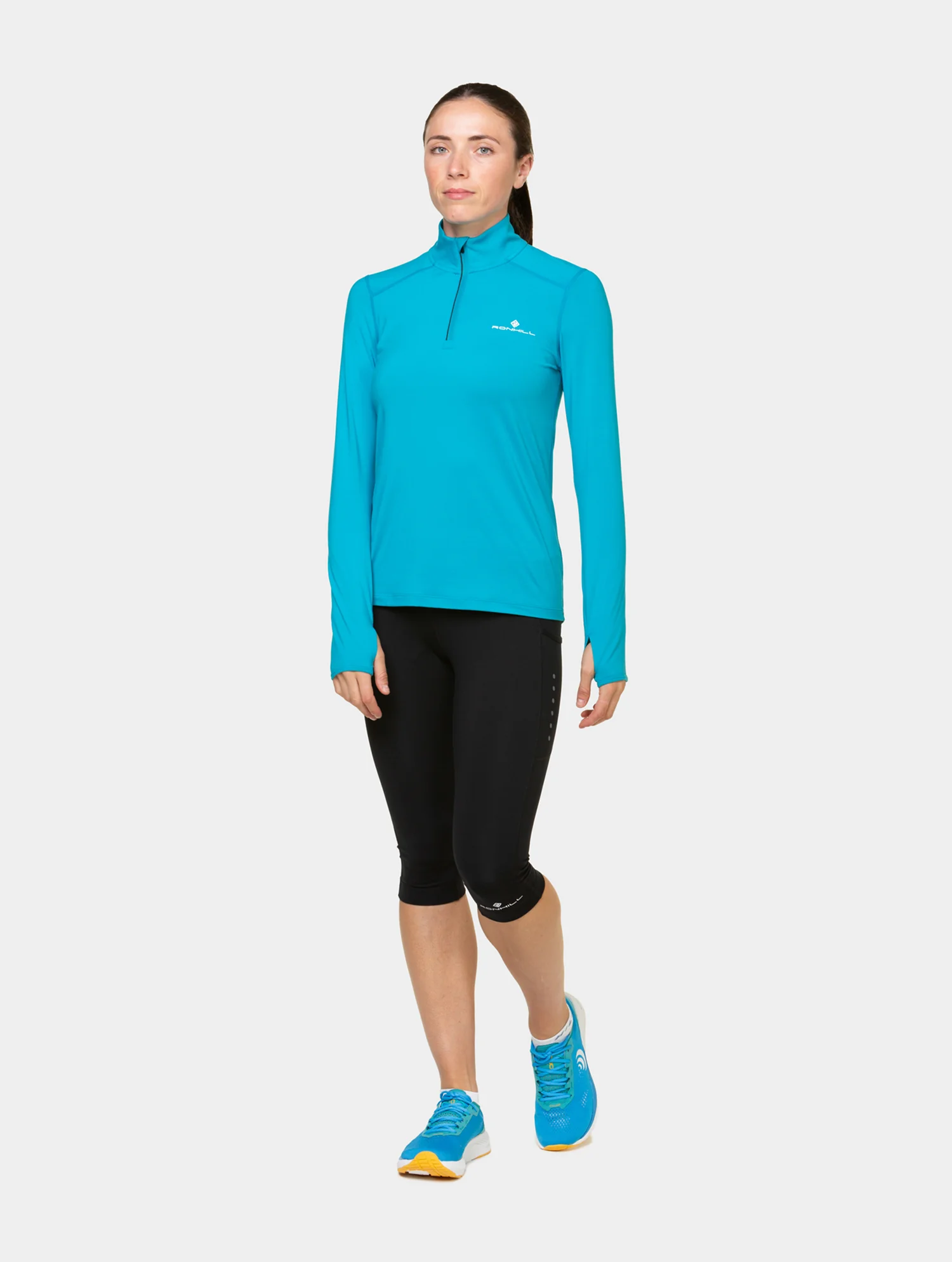 RONHILL Wmn's Core Thermal 1/2 Zip Azure/Bright White - Image 8