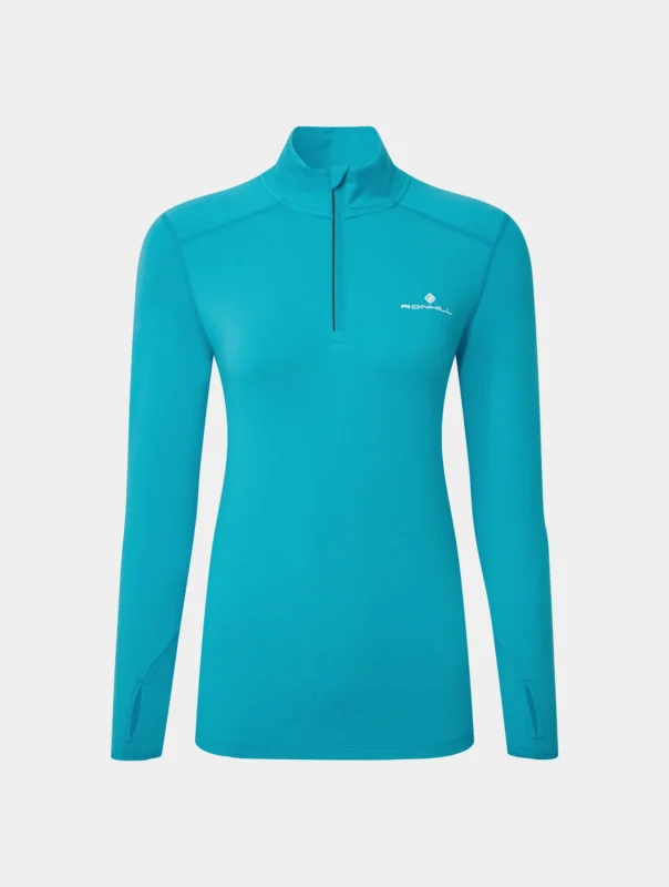 RONHILL Wmn's Core Thermal 1/2 Zip Azure/Bright White