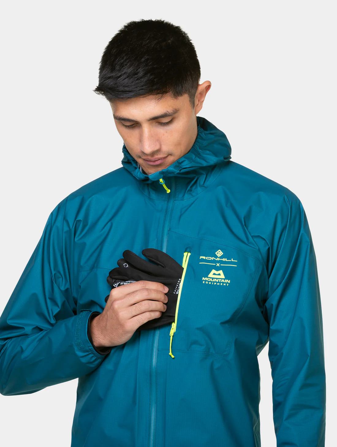 RONHILL Men's Tech Gore-Tex Mercurial Jacket Deep Teal/Acid - Image 2