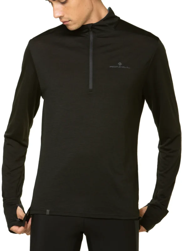 RONHILL Men's Tech Merino 1/2 Zip Black/Lake