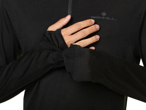 RONHILL Men's Tech Merino 1/2 Zip Black/Lake - Image 6