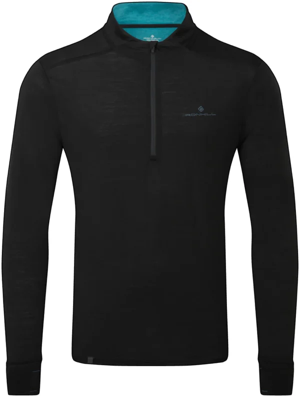 RONHILL Men's Tech Merino 1/2 Zip Black/Lake - Image 5