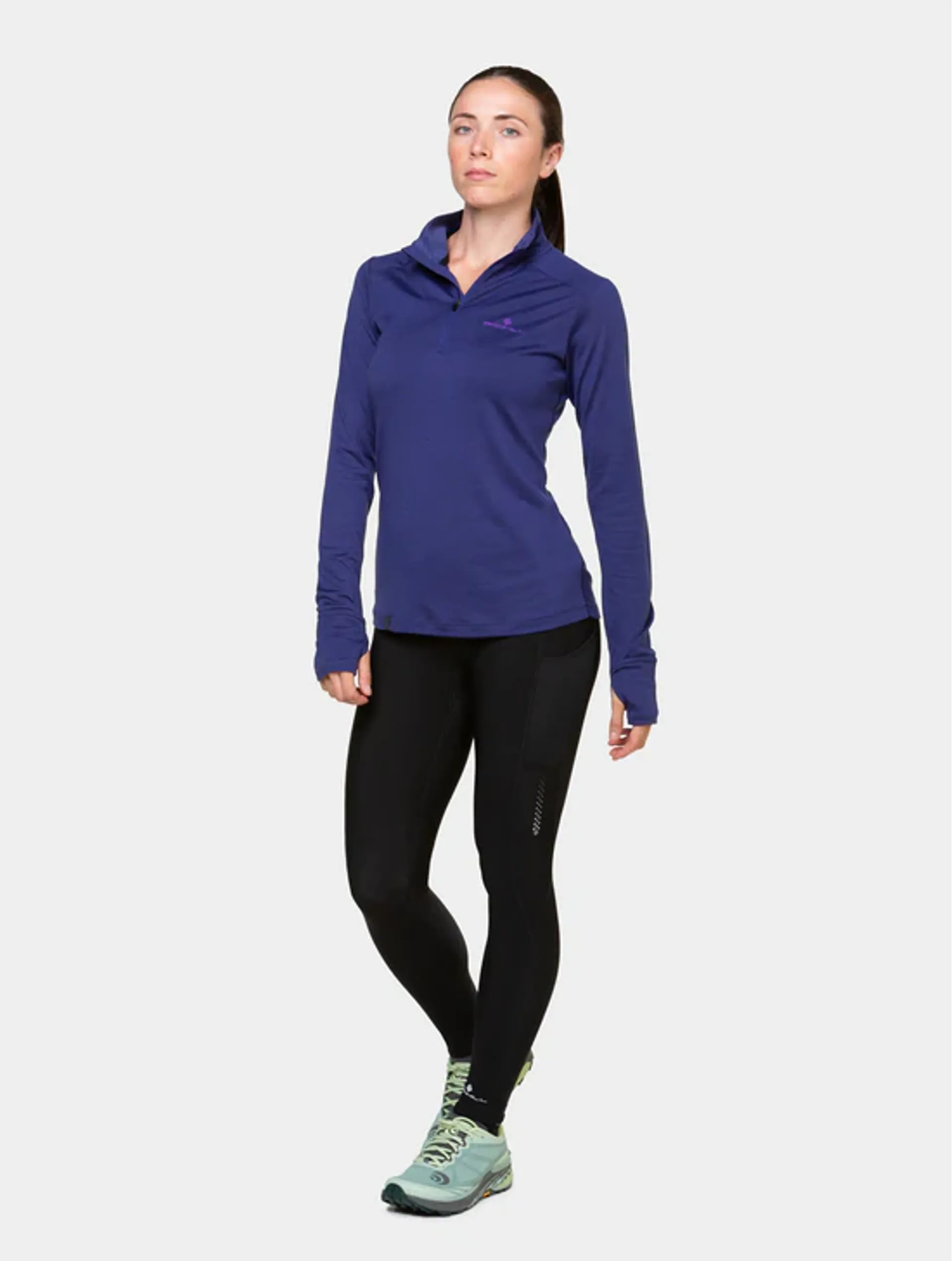 RONHILL Wmn's Tech Merino 1/2 Zip DeepOcean/RegalPurple - Image 9
