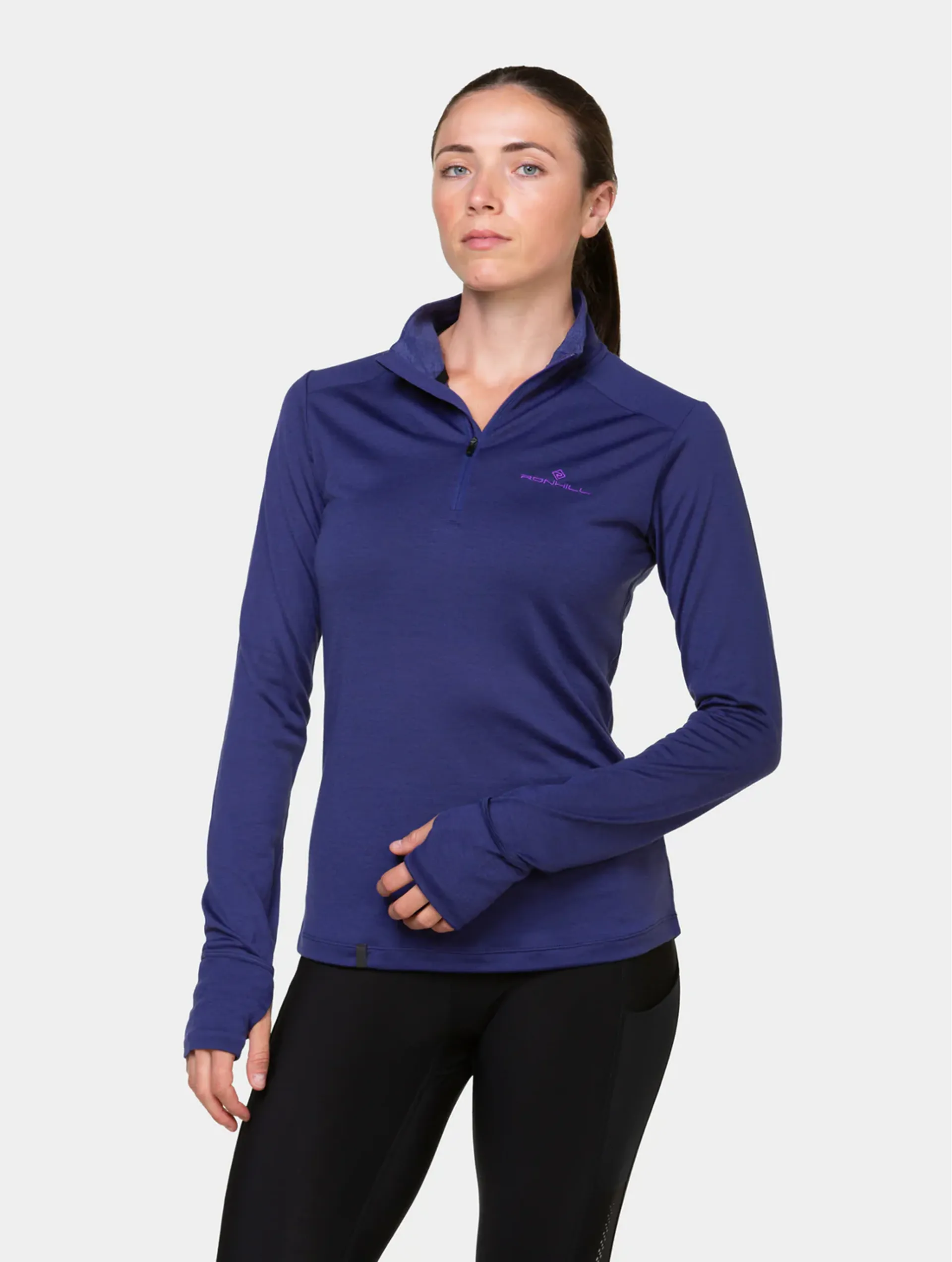 RONHILL Wmn's Tech Merino 1/2 Zip DeepOcean/RegalPurple - Image 11
