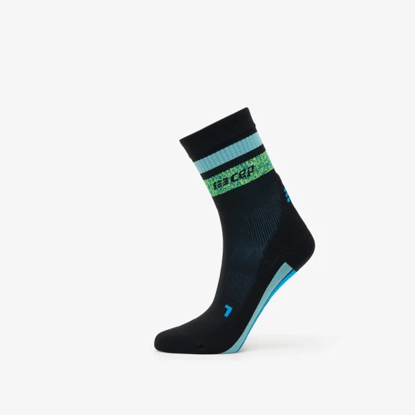 CEP Men's Compression Socks Miami Vibes 80's, Mid-Cut Black Green Aqua