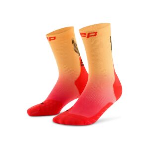 CEP run edt. gradient socks, mid cut, 5.0, women red/marigold fade