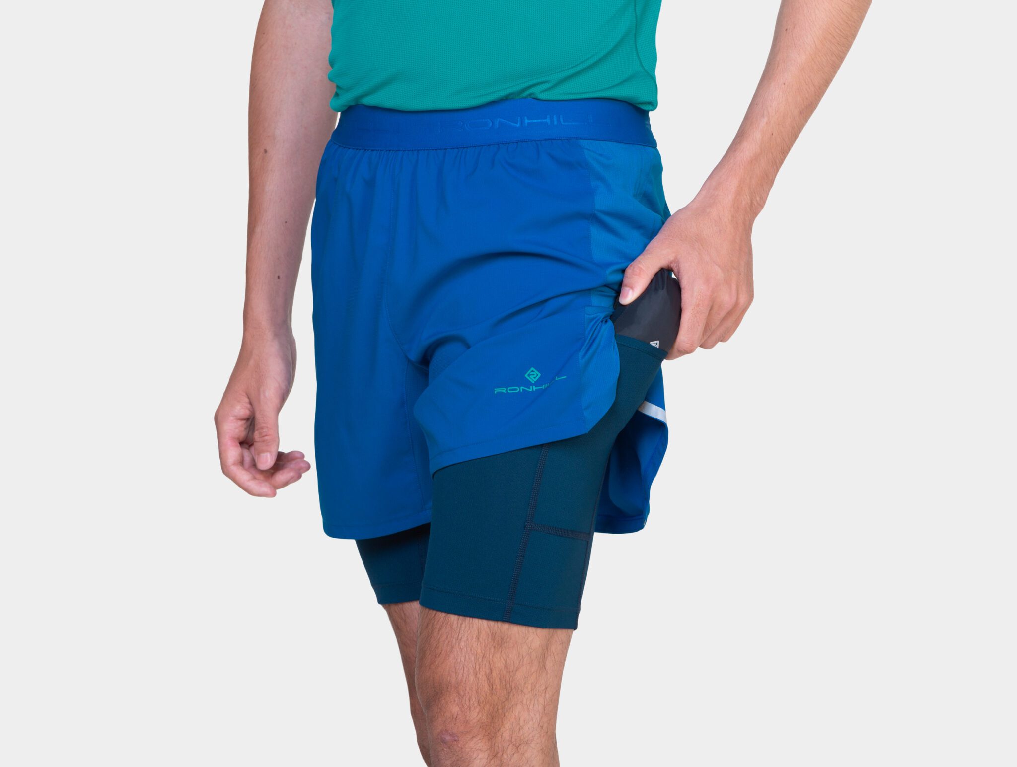 Ronhill Men's Tech 5" Twin Short Rh-01281 Seafaring/Dark Navy - Image 4