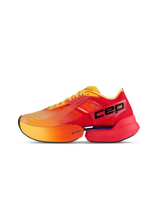 CEP pro run omnispeed bowtech shoes, red/marigold fade, men
