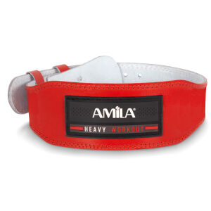 AMILA Ζώνη Άρσης Βαρών AMILA Δερμάτινη Κόκκινη Γ΄ Quality S 44305