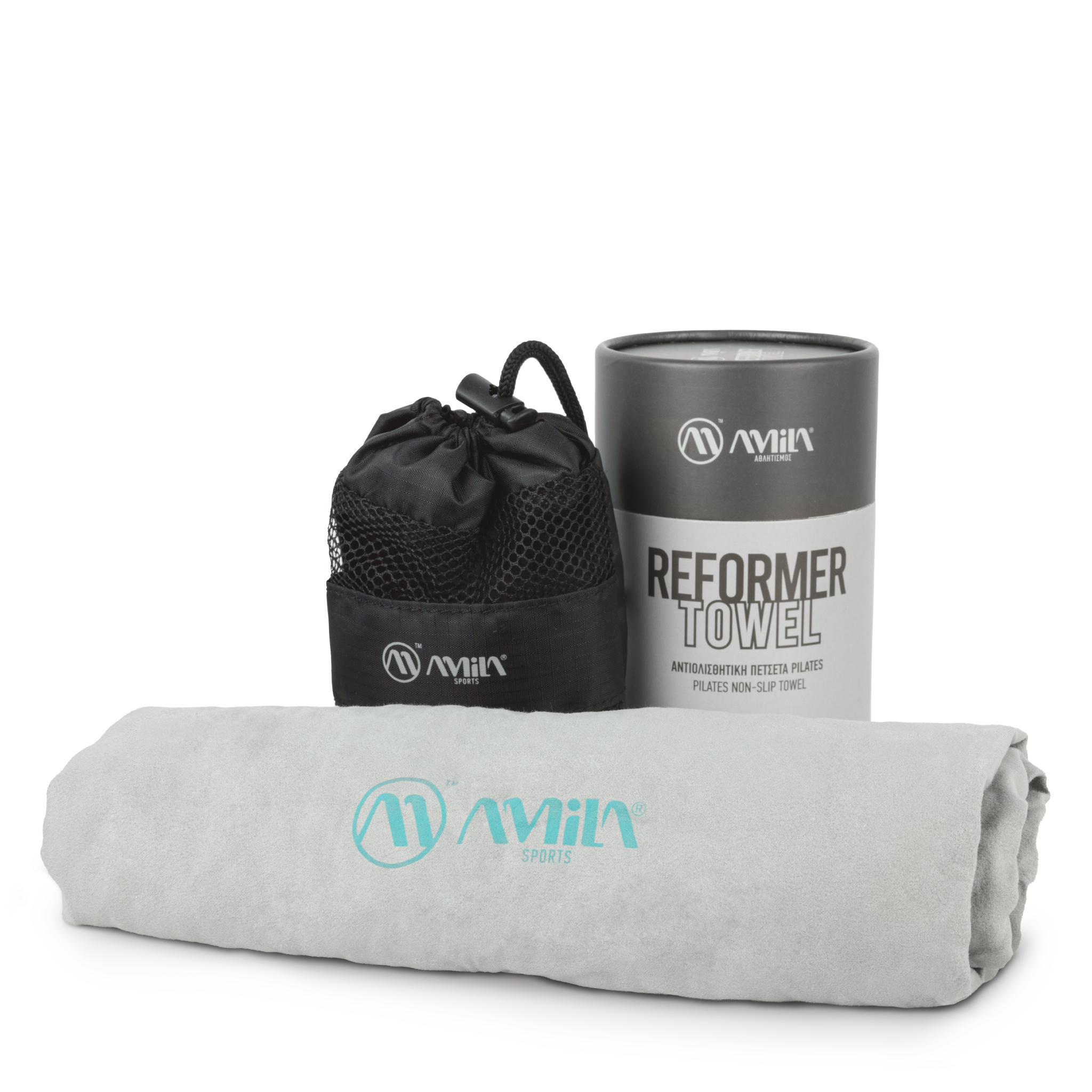 AMILA Πετσέτα Αντιολισθητική Pilates Trinity - Pearl Grey 96903 - Image 17