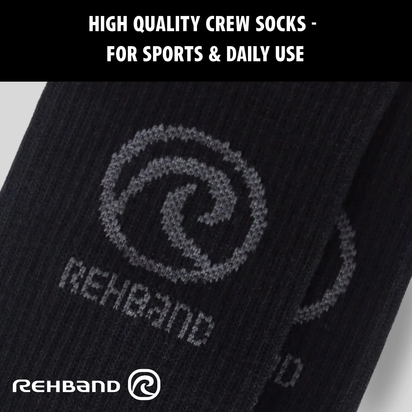 Rehband Κάλτσες PerformX Crew Socks | Carbon/Black 3 ζευγάρια - Image 4