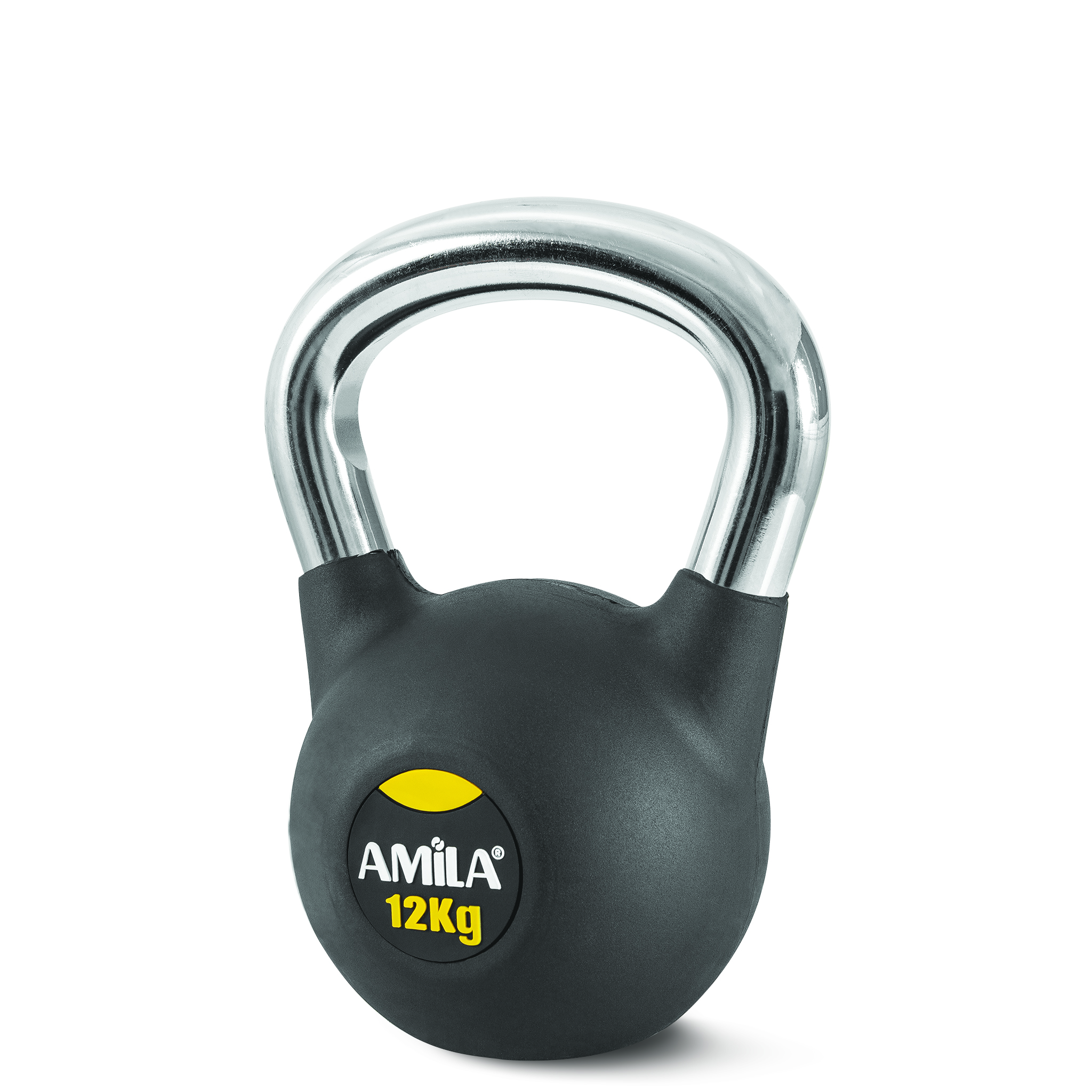 AMILA Kettlebell Rubber Cover Cr Handle 12 kg – Μαύρο 44497