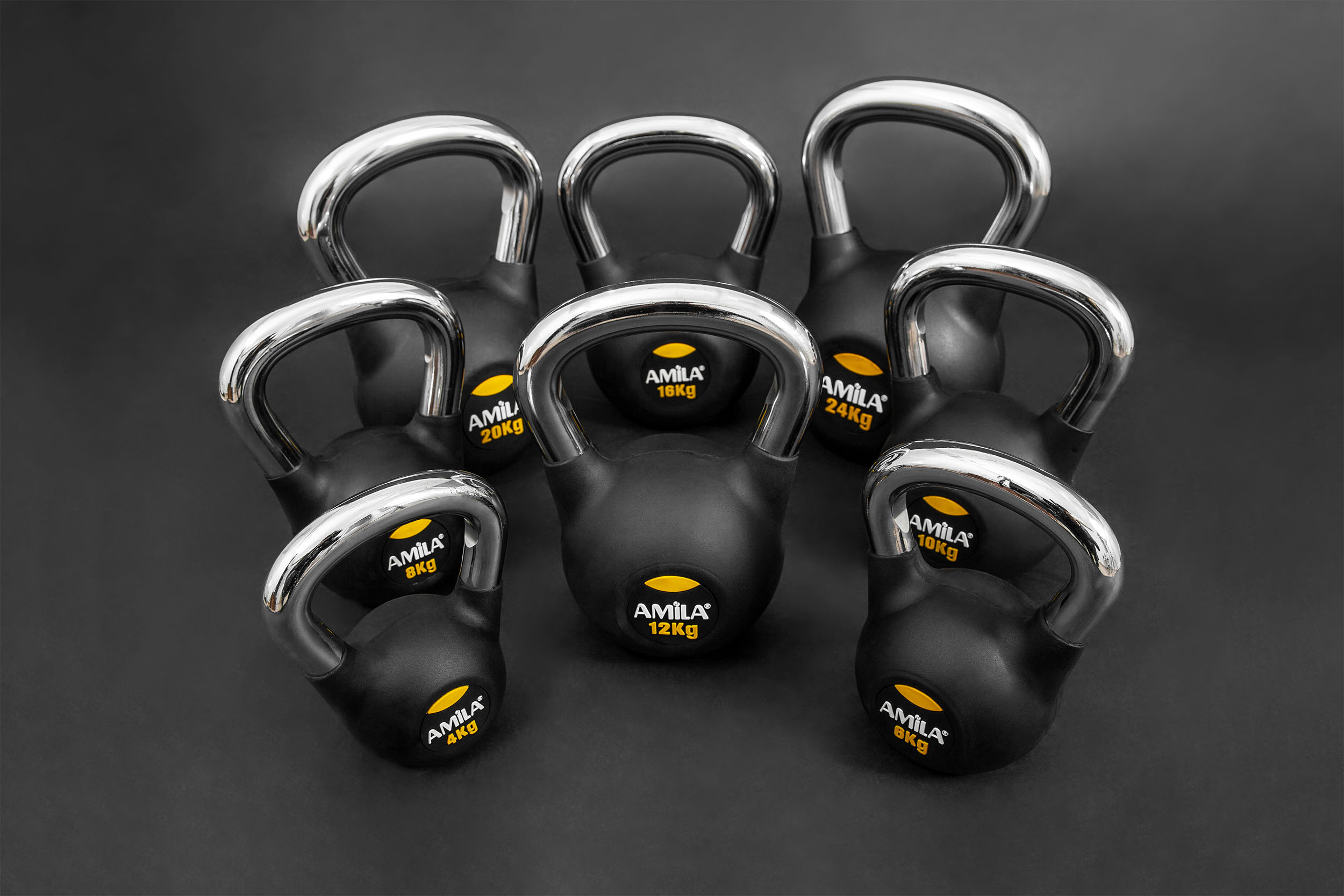 AMILA Kettlebell Rubber Cover Cr Handle 12 kg – Μαύρο 44497 - Image 3