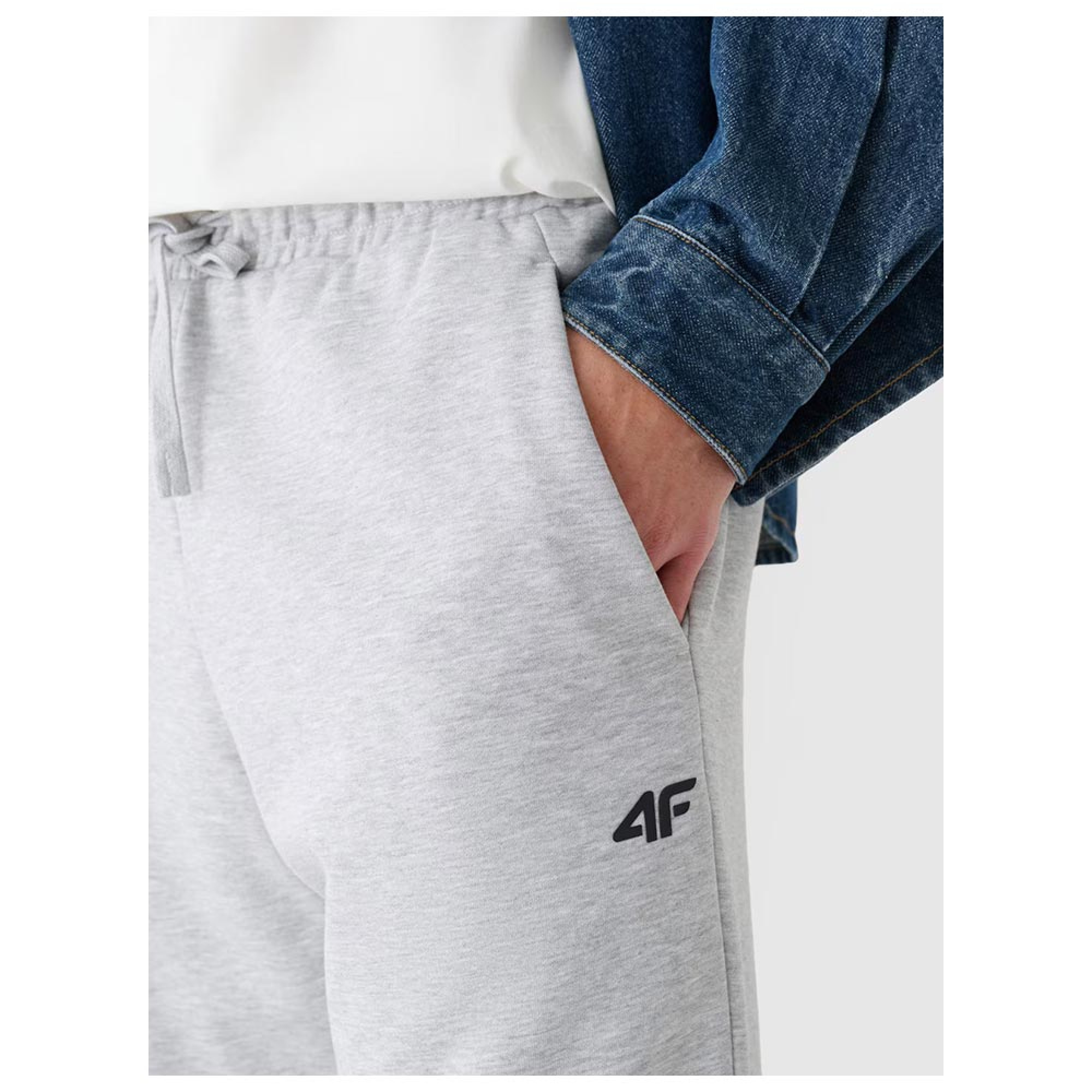4F Ανδρικό παντελόνι φόρμας 4FWMM00TTROM1140 COLD LIGHT GREY MELANGE - Image 4