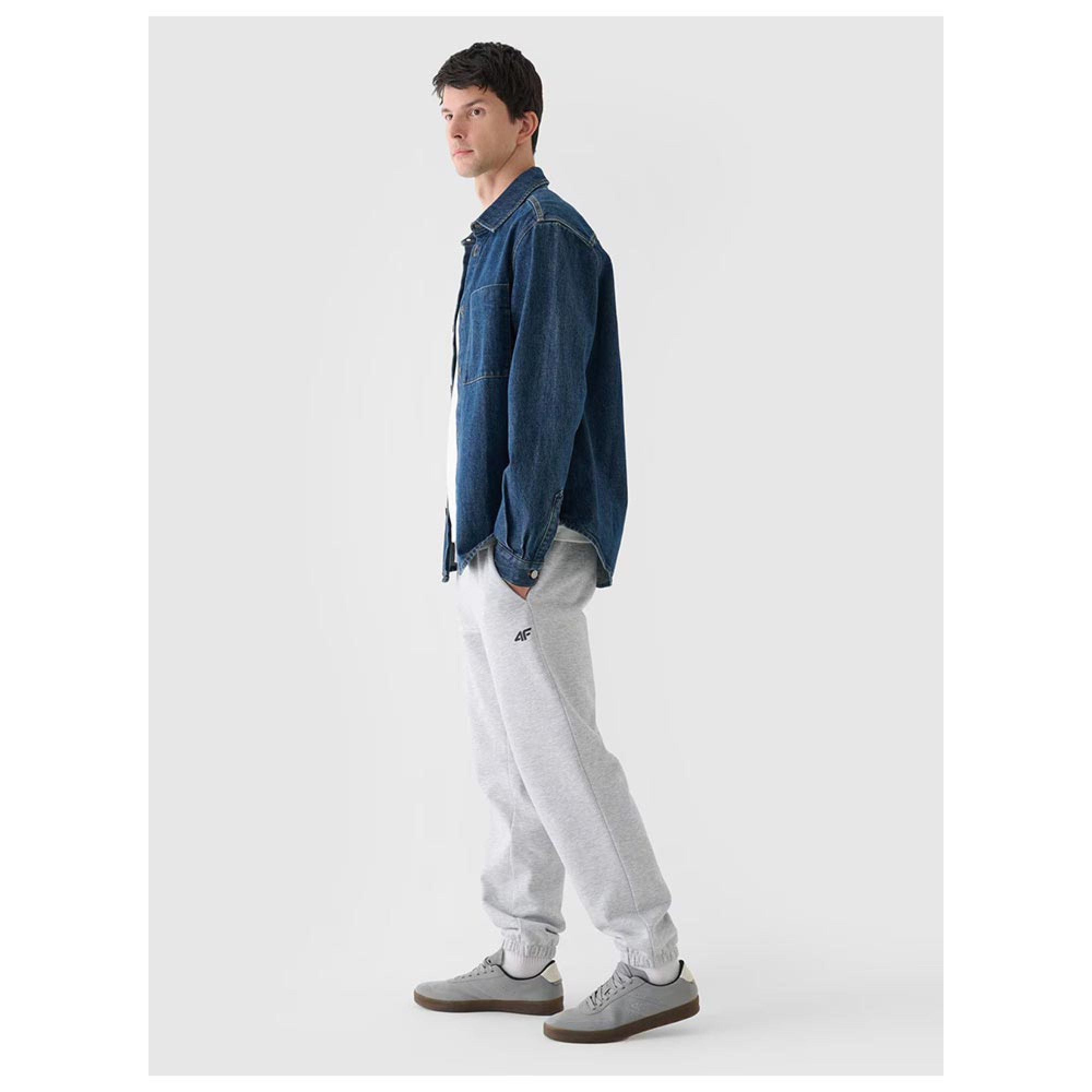 4F Ανδρικό παντελόνι φόρμας 4FWMM00TTROM1140 COLD LIGHT GREY MELANGE - Image 3