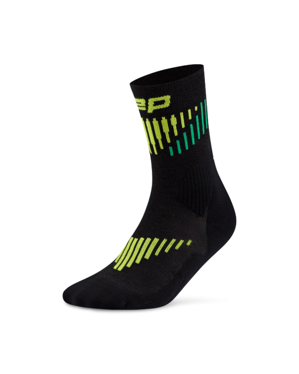 CEP core run merino Κάλτσες, mid cut, 3.0, black/lime, men