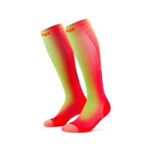 CEP CORE RUN EDT. GRADIENT SOCKS, TALL, 5.0 - MEN RED/LIME