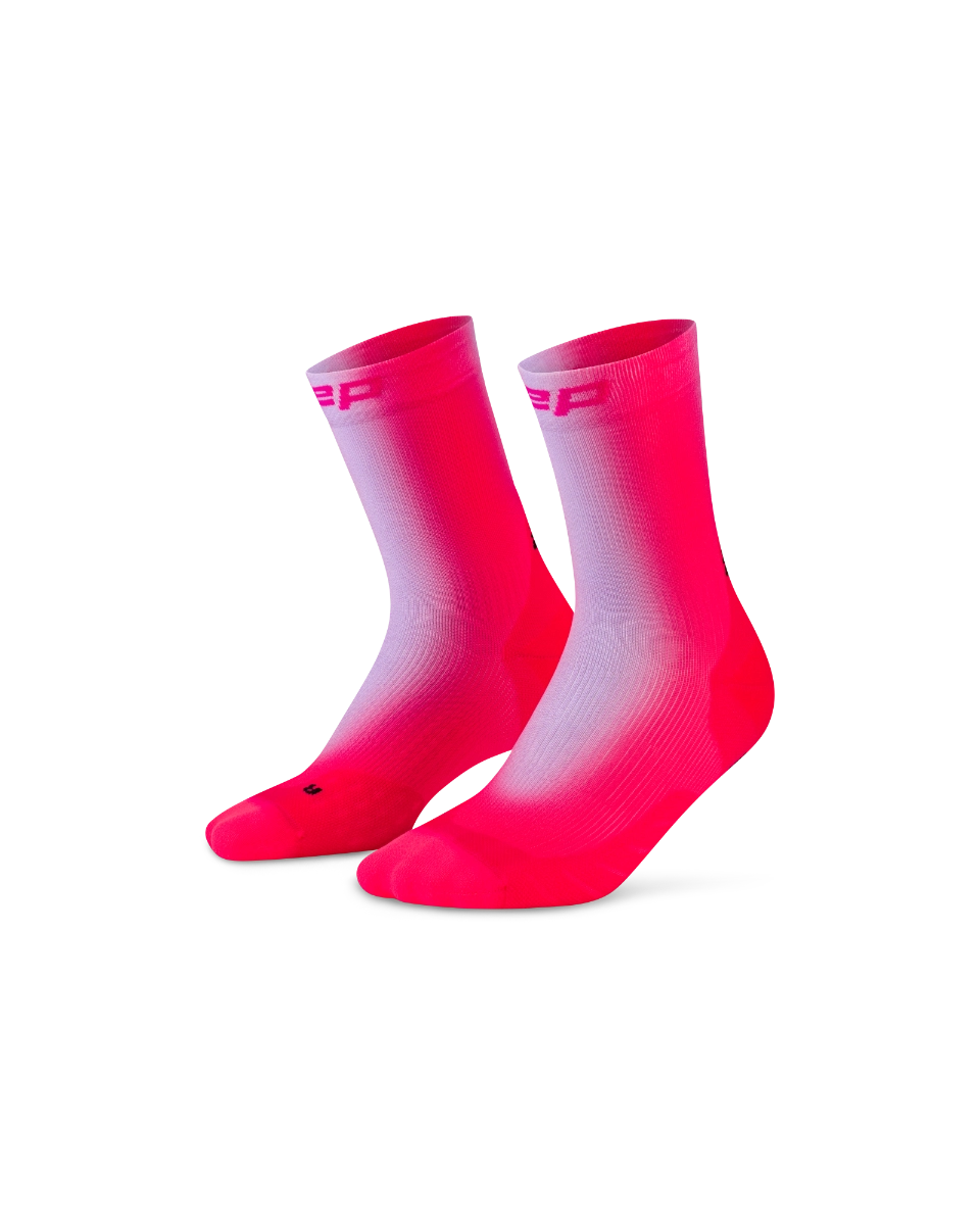 CEP CORE RUN EDT. GRADIENT SOCKS, MID CUT, 5.0 - MEN LILAC/PINK