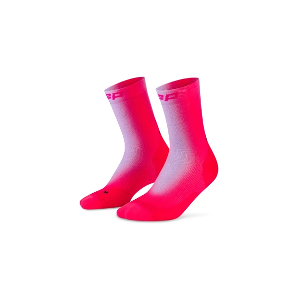 CEP CORE RUN EDT. GRADIENT SOCKS, MID CUT, 5.0 - WOMEN LILAC/PINK