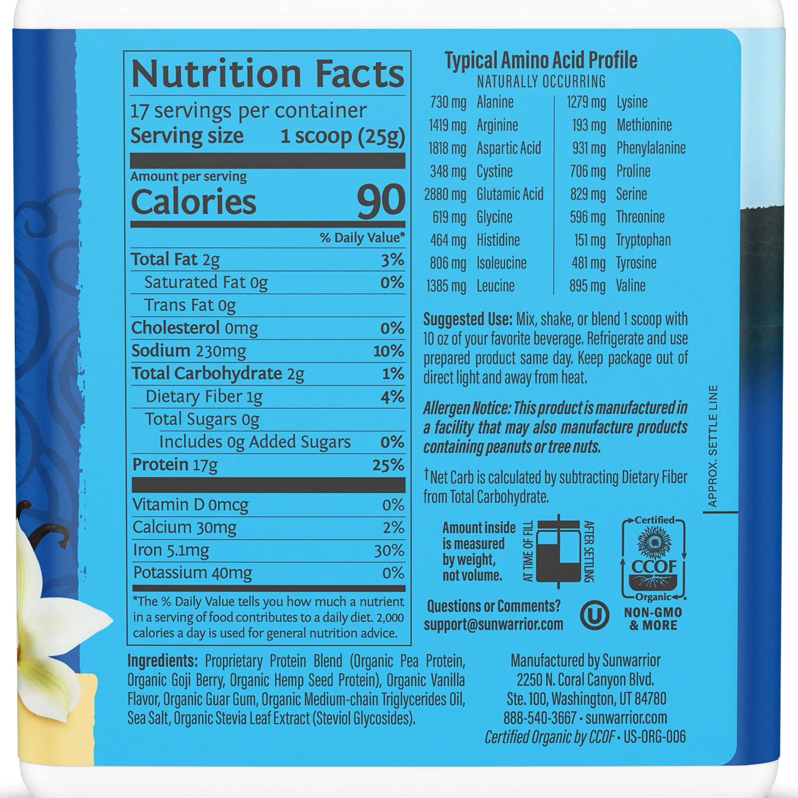 Sunwarrior Warrior Blend Organic Vegan Protein (375g) ORGANIC - Image 2